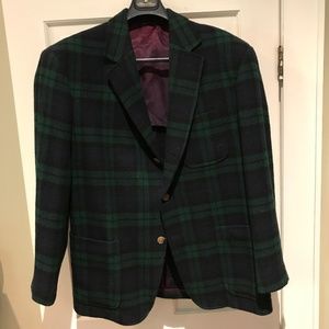 Tommy Hilfiger Blue/Green Plaid 3-button blazer